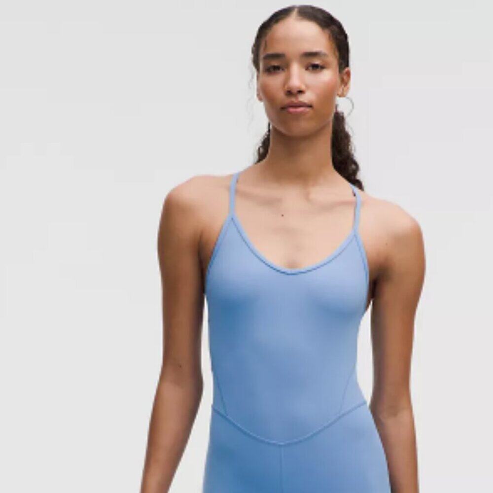 Lululemon Align Cross Back Bodysuit Womens 12 Pool Party 4" NWT